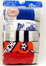 Wonder Nation Boxer Briefs Boys Tag Free Cotton 5 Pair XL 14-16 27-29"