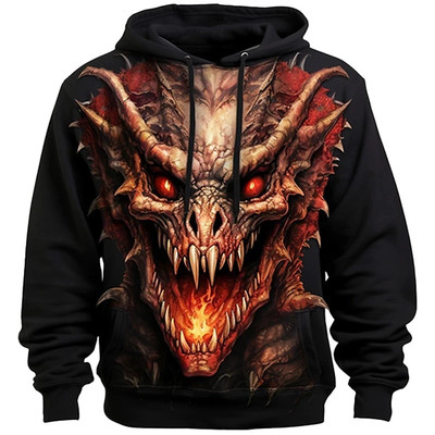 Men's 3D Graphic Hoodies: Aztec, Lion, Dragon, Sculpted Art, Gothic Styles