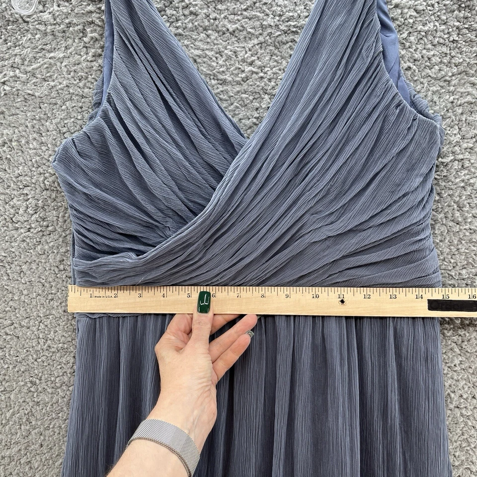 Vestido Jenny Yoo Para Mujer 12 Azul Seda Gasa Josie Boda Dama de honor Evento Vestido Foto 4 de 4