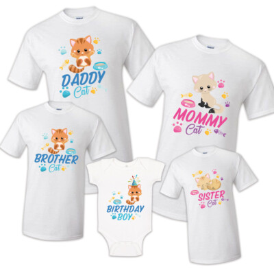 Cat birthday shirts Matching Family First birthday bee outfit/ Kitty tee Mommy
