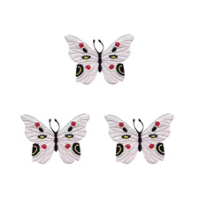 White and Red Butterfly 3 Pack Iron on Patch