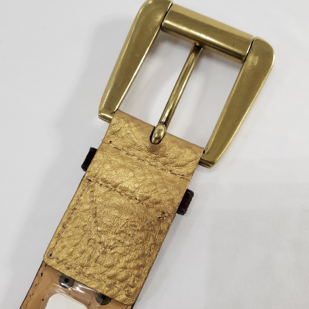 Michael Kors 553541 Brown Suede Gold Medium Wide Womens Belt  display picture 1
