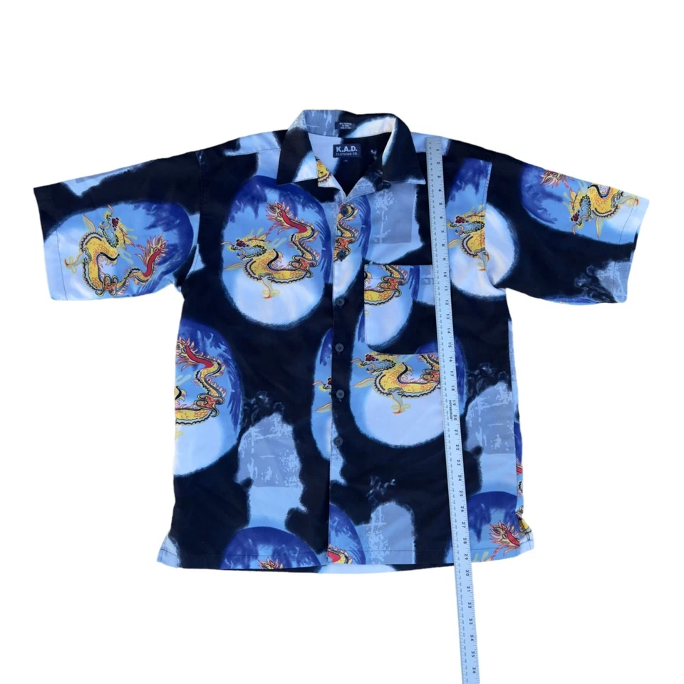 K.A.D. Clothing Vintage Y2K Dragon Short Sleeve Button Down Shirt Men's M - Image 4 of 4