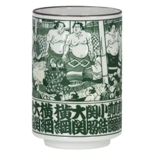 Japanese Tea Cup Sushi Mug 4"H Porcelain Yokozuna Sumo Wrestler Made in Japan
