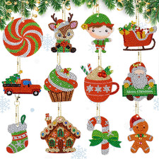 Christmas Diamond Painting12 Pcs Diamond Art 5D DIY Christmas Ornaments Crafts f