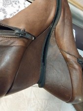 VTG SACCO LEATHER WOMENS WEDGE HEELS PIXIE BOHO EDWARDIAN ITALY BOOTS 5.5 6 US