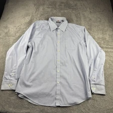Van Heusen Traveler Button Up Long Sleeve Dress Shirt Mens XL 17-17.5 Blue