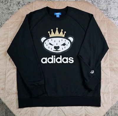 Adidas Originals X Nigo Bear 25th Anniversary Sweatshirt Mens 2XL Logo Black New