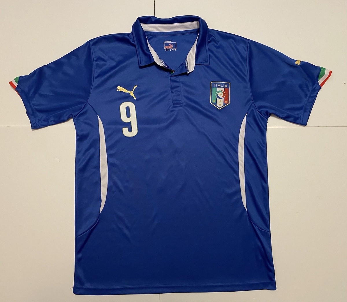 Italy Puma Blue Jersey Italy National Soccer Team BALOTELLI #9