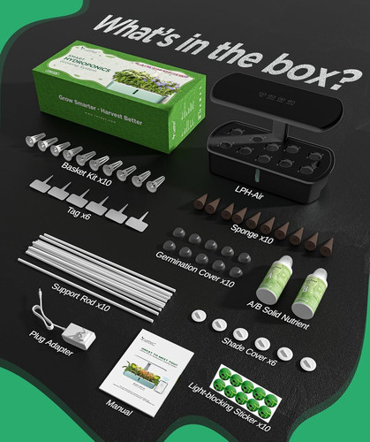 LETPOT LPH-Air Hydroponics Growing System Kits, APP & WiFi Controlled Black