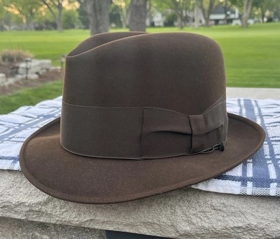 1950s Borsalino San Remo Chocolate Brown Fur Felt Fedora 7 1/8 EUC