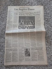 FALL OF THE BERLIN WALL East Germany Brandenburg Gate w/ Photo 1989 Newspaper