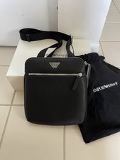 Borsa uomo EMPORIO ARMANI piccola piatta cerniera messenger patta nera tracolla