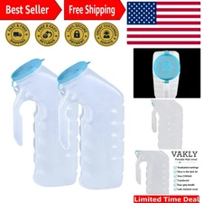 Large Capacity Male Urinals - 32oz with Glow Lid for Nighttime Use [Set of 2]