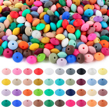 200Pcs Silicone Lentil Beads for Keychain Making,Bulk Mixed Color 12Mm Silicone