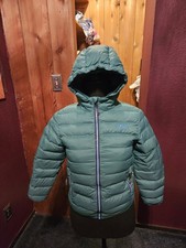 Stio Puffer Jacket Youth Size 8 Green Full Zip Hooded