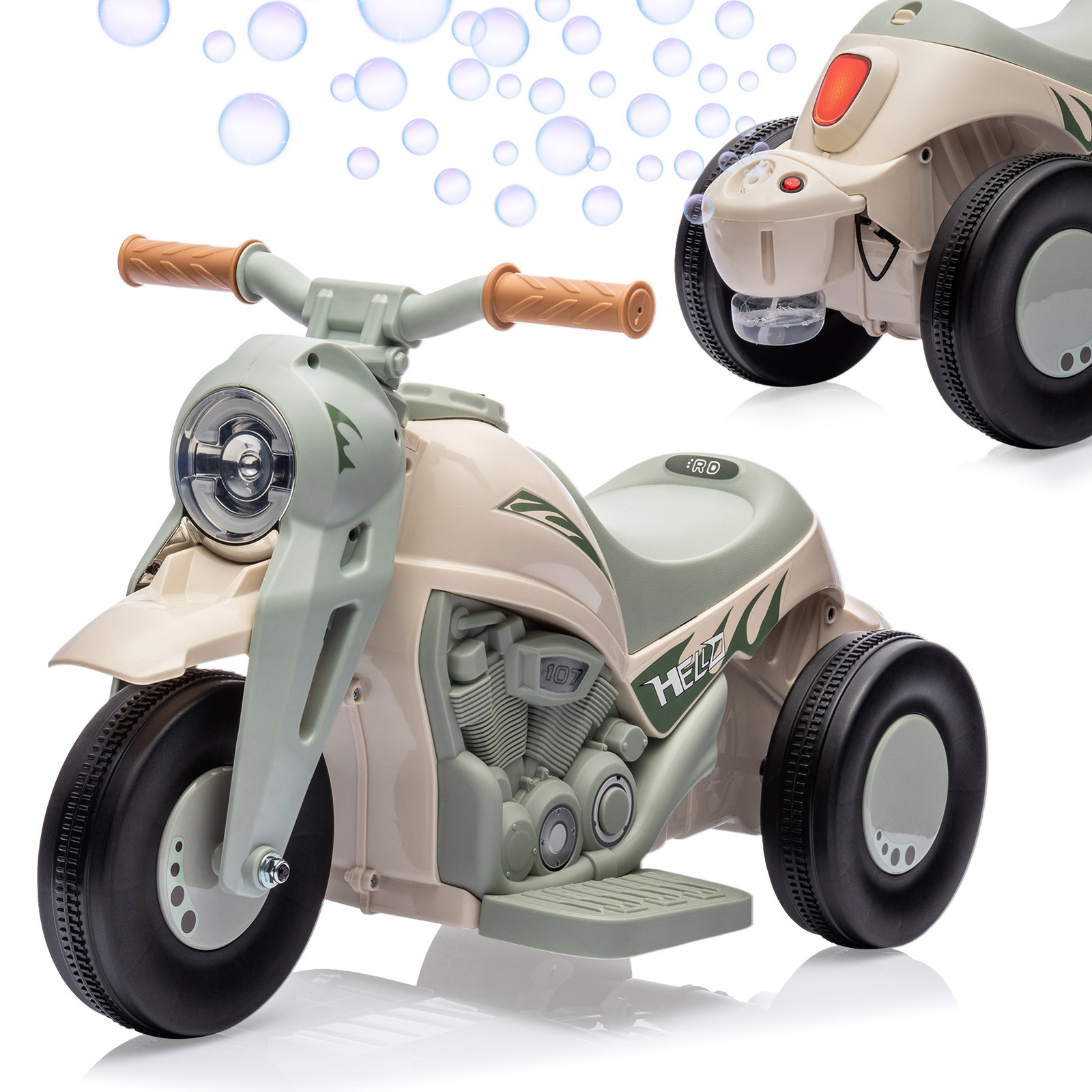 6V Kids Electric Motorcycle with Bubble Maker LED Lights Music Ride On Toy