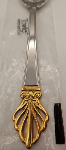 Towle Germany 18/10 Stainless Rue Royale Ladle/Slotted Spoon Gold Accent - Picture 9 of 13