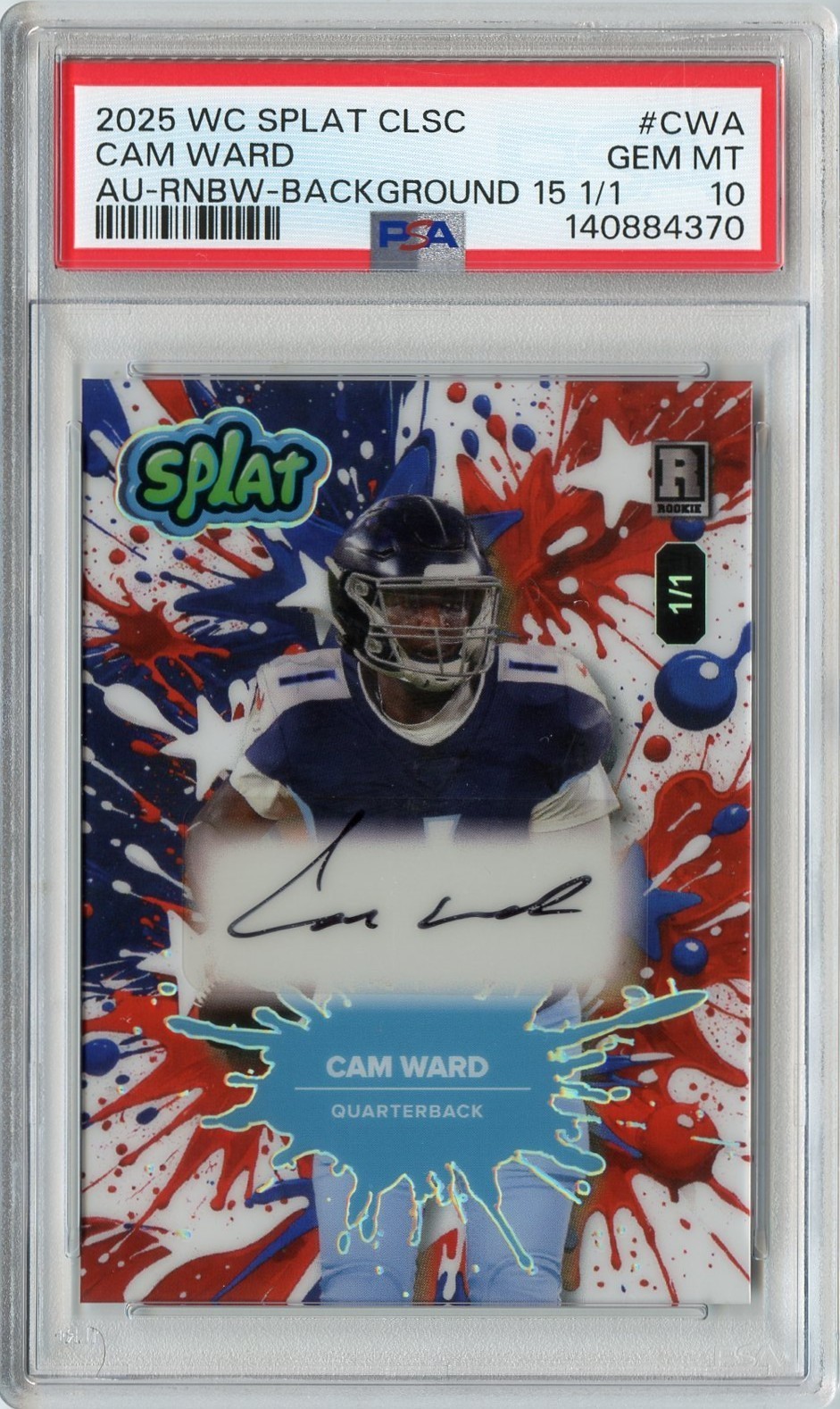 Cam Ward Wild Card Splat Hobby Jumbo Classic Autographs #CWA Rainbow Foil-Background 19 1/1