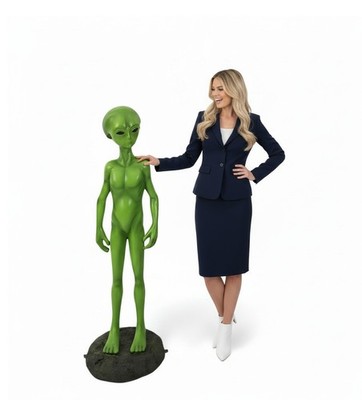 Alien Statue Green Life Size Alien Statue 4.5FT - Indoor Outdoor