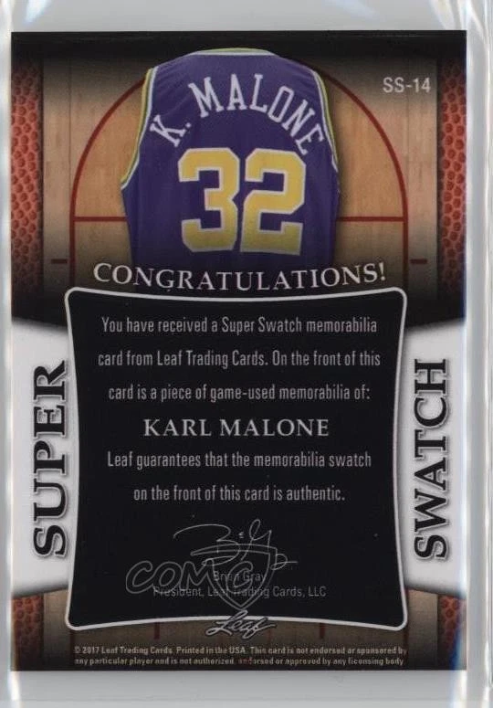 2016 Leaf Best of Basketball Unopened Edition Super Swatch Silver /5 Karl Malone - Image 2 of 2