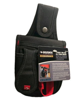 #ad Husky Heavy Duty 4 Pocket Tool amp; Cell Phone Holder Belt Pouch New NOS $9.99
