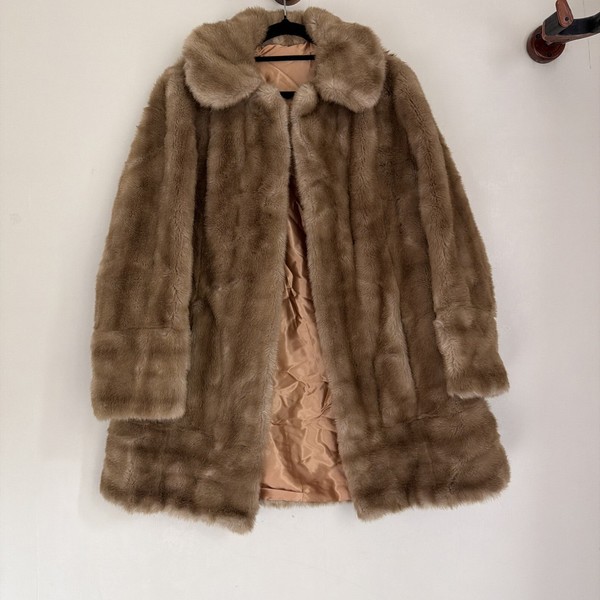 Tissavel France 100% Acrylic Fur Coat Mid Length Brown Tones 14 