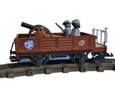 PLAYMOBIL & LGB CUSTOM OFFENER WAGGON MIT GESCHÜTZ UNIKAT