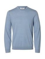 Herren Pullover Selected MEN Slhtray Ls Knit Merino Crew Neck Dusty Blue L EU