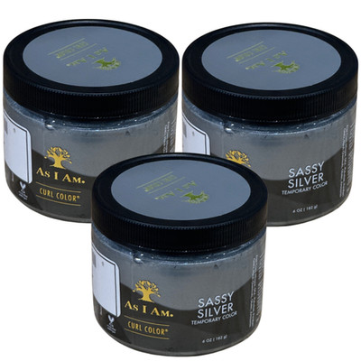 3 Pack As I Am Curl Color Temporary Hair Gel Sassy Silver 6oz Define & Style