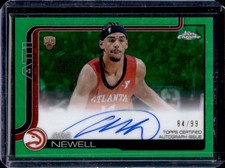 2025-26 Topps Chrome Asa Newell Rookie Auto RC Green Refractor #84/99 Hawks