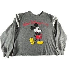 Disney World Sweater Mens Large Gray Mickey Mouse Sweatshirt Long Sleeve Crew