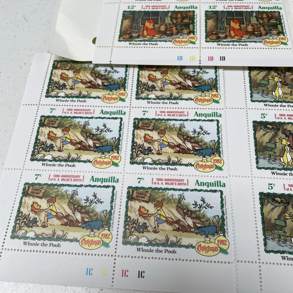 1982 Anguilla Winnie the Pooh Stamps blocks. Total of 54 stamps. MNH - Image 4 of 4
