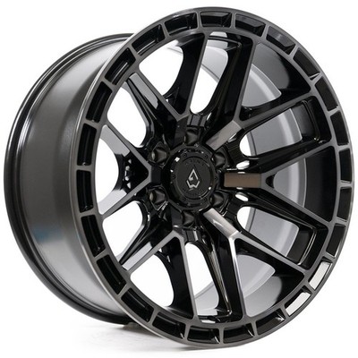 22x10 Arena A114 Battle Gloss Black Machined DDT Face Lip Wheel 8x180 (-18mm)