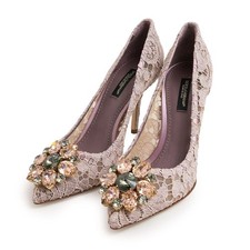 Dolce&Gabbana Women 35.5 Rainbow Brooch Bellucci Pumps Lace Goatskin Purple ITA