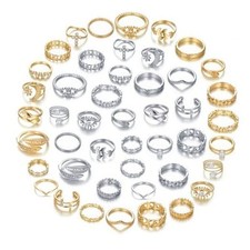 Gold Silver Knuckle Rings Set for Women, Stackable Rings Bohemian 46 PCS-2
