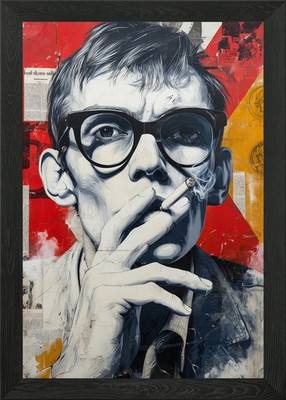 Retro Noir - Beat Generation Portra gerahmtes Wandbild Poster Leinwanddruck Bild