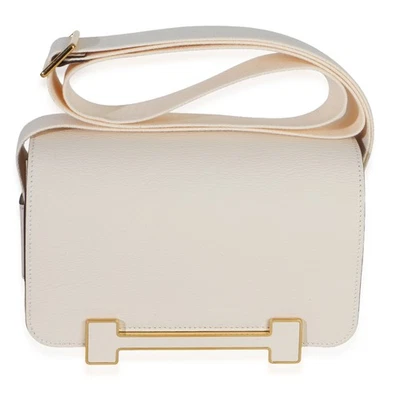 Hermès Geta Sac Croisé Bandoulière En Cuir Blanc GHW 2023 Excellent - Photo 1/4