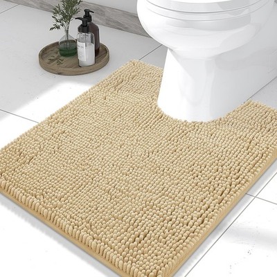 Smiry Luxus Chenille Toilettenvorleger U-Form 24x20, weich saugfähig rutschfest Contou
