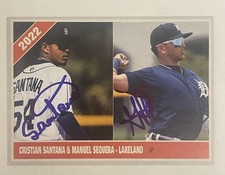 Cristian Santana & Manuel Sequera SIGNED Custom Baseball Card IP AUTO Detroit