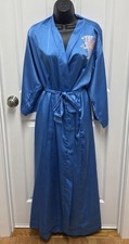 Vintage Natori Blue Nightgown Robe Embroidered Women Size Small