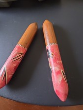 African Hand-Painted Wooden Claves   Rhythm Percussion Instrument Pair