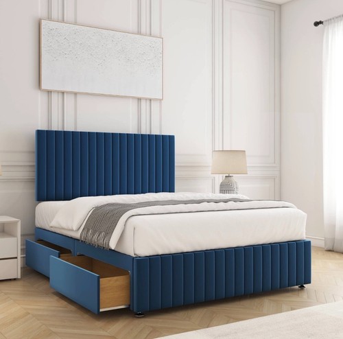 PLUSH DIVAN BED SET WITH MATTRESS AND HEADBOARD AND FOOTBOARD 3FT 4FT ...
