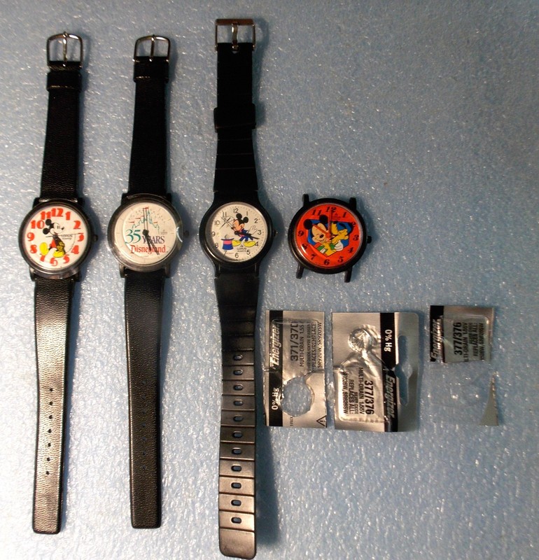 Mickey Mouse 35 Years Disneyland Magician Pluto Mid Size Watches Retro Lot