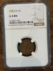 1922-D Lincoln Wheat Cent NGC G4 BN Key Date Penny NO RESERVE