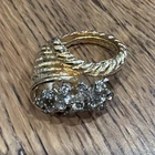 Vintage Gold Tone Rhinestones Cornucopia Cluster Costume Jewelry Ring Size 6.5