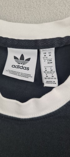 Adidas 3 Stripe Black T-shirt Women's Size Medium (12/14) - Picture 3 of 6