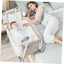 Baby Bassinet, Bedside Sleeper Baby Bed Cribs,Baby Bed to Bed, Light Grey