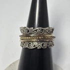 Vintage Sterling Silver Ladies 925 PZ Israel Lace Spinner Ring Size 5, 11.4MM