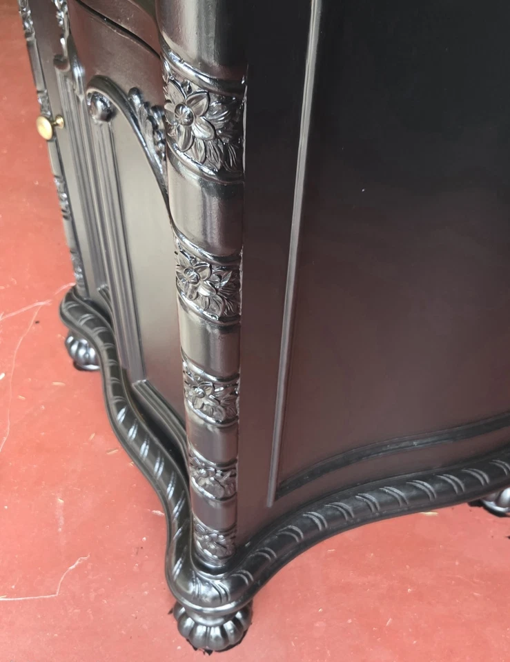 Top de granito renovado de colección original Mueble lavabo tocador de baño con grifo de latón negro Foto 4 de 4
